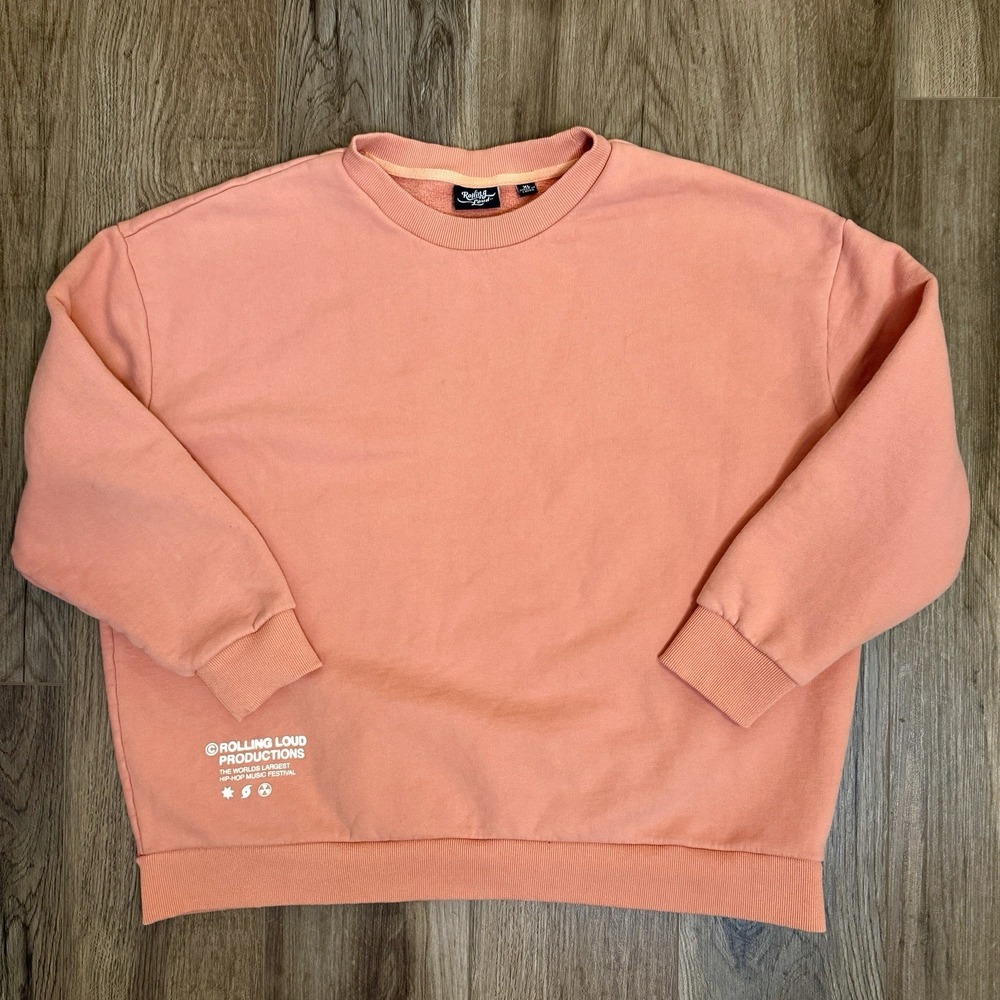 Rolling Loud Men's Crew Neck Sweatshirt Size XL Light Orange Soft 100% Cotton